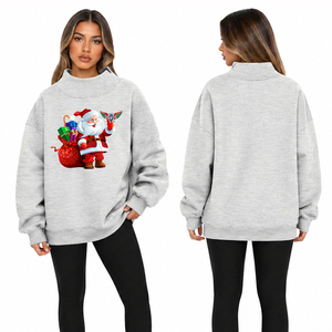Sudadera Navideña Personalizada para Mujer con Estampado de Papá Noel, Suéter de Invierno con Cuello Alto - Product Image 1