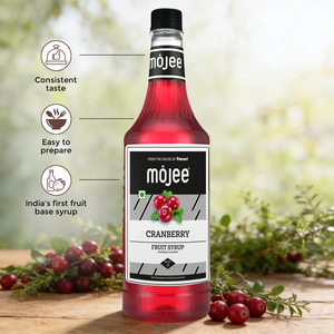 Mojee Cranberry Syrup 1000 ML Tangy Berry Flavor in Bottle No Artificial Flavour for Mocktails Coolers & <b>Beverages</b> - Product Image 3