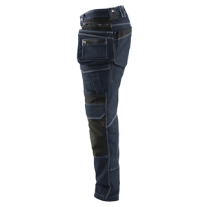 Pantalon cargo de travail bleu foncé pour homme, taille mi-haute, plusieurs poches, tissu 100 % polyester, coupe droite, léger et respirant - Product Image 2