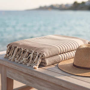 90x170 cm Sand Striped Hammam <b>Towel</b> <b>Lightweight</b> Cotton Fouta Sand Free Peshtemal <b>Beach</b> Blanket Everyday Lounge Decor Factory - Product Image 5