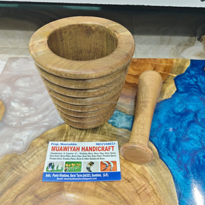 Traditional Style <b>Kitchens</b> <b>Wooden</b> Mortar And Pestle Grinder Garlic Masher Herb Crusher food-safe natural wood Mortar <b>Set</b> - Product Image 6