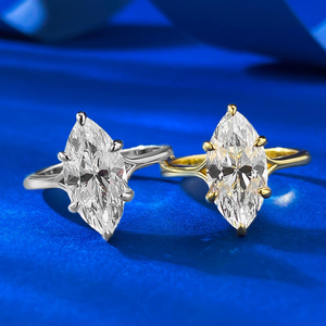 Bague de fiançailles en or 14 carats avec diamant de laboratoire taille marquise 1,5 ct, qualité EF-VS1, élégante bague solitaire, bijou raffiné pour femme - Product Image 2
