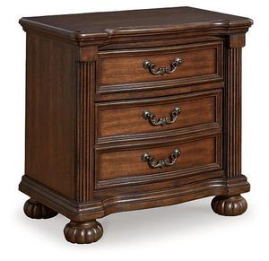 Traditional Mahogany Nightstand 3 Drawer Solid Wood Chest Bedroom <b>Storage</b> Cabinet <b>with</b> Brass Handles Freestanding Design - Product Image 1