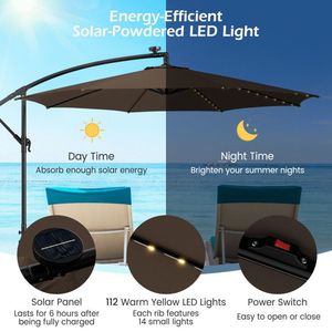 Ombrellone da Patio da 3 Metri con 112 Luci LED Solari - Categoria Prodotti ad Energia Solare - Product Image 2
