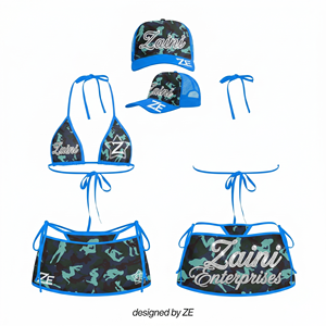Conjunto de Bikini de 1 Pieza, Cintura Alta, 240g, 100% Poliéster Premium, Color Sólido, Personalizado con Sublimación, Bordado e Impresión - Product Image 1