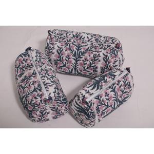 Bolsa de Maquillaje Ligera, Ecológica, de Algodón con Estampado Floral, Hecha a Mano en India, Bolsa de Cosméticos de Viaje para Organizar, para Mujer - Product Image 4