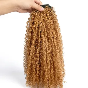 100% Remy Weft <b>Brown</b> Black <b>Curly</b> Hair Natural Wave Texture Human Hair Weft Soft Full Volume - Product Image 3