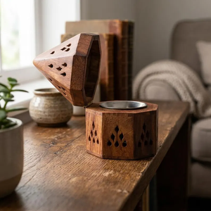 Quemador de incienso con soporte de madera, decoración natural para el hogar, para aromaterapia, de Whimsy art craft - Product Image 3