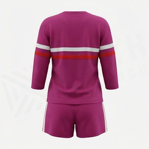 Women's 2 Piece Sporty <b>Knitted</b> <b>Set</b> Three Quarter Sleeve Top With Side Stripe Shorts Purple Color Blocked Spring Summer Wear - Product Image 2
