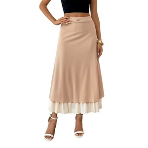 Women's High-Waist Summer Satin <b>Skirt</b> Cross-Border Casual Style Yarn Dyed Wholesale <b>Skirt</b> - Product Image 1