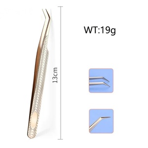 Pince à épiler de précision en acier inoxydable plaqué or, durable, à pointe incurvée et lisse, outil de beauté pour extensions de cils - Product Image 5