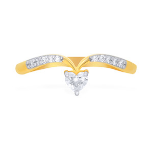 Anillo de Diamantes de Lujo con Forma de Corazón, Anillo Curvo con Diamantes Cultivados en Laboratorio, Acabado en Oro con Piedras Decorativas para Mujer - Product Image 2