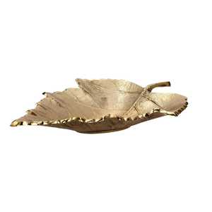 Magnifique bol en métal en forme de feuille dorée, fait main, style glamour, plat de service décoratif pour usage hôtelier, également destiné à la décoration. - Product Image 6