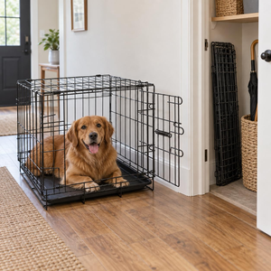 Jaula Metálica Plegable para Mascotas, Perros y Gatos, con Puerta Segura y Base Fácil de Limpiar, para el Hogar, Viajes y Aseo - Product Image 6