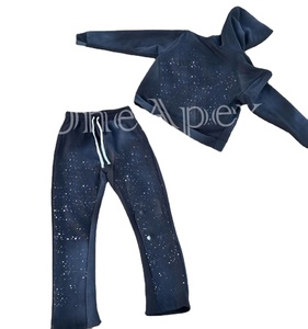 ชุดวอร์มสองชิ้นมีฮู้ดสำหรับซักและมีกรดพลอยเทียมซีดตามสั่ง - Product Image 1