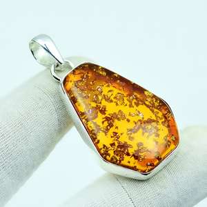 Coffin Baltic Amber Pendant Sterling Silver Boho Gothic Handmade Jewelry Gift For Women <b>Men</b> - Product Image 1