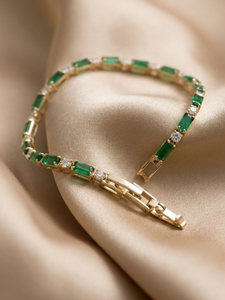 Bracelet tennis classique en acier inoxydable plaqué or 18 carats, coupe émeraude, style géométrique tendance, cadeau pour femme, JURA JEWELS, tierce marque - Product Image 3
