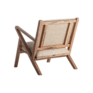 Mid Century Modern Accent Chair Solid Teak Upholstered Lounge Chair Geometric Natural Wood <b>Frame</b> Indoor Hospitality Furniture - Product Image 4