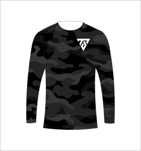 T-shirt à manches longues pour homme, camouflage gris foncé, sublimation personnalisée, pour la chasse, la pêche, les sports athlétiques et l'entraînement. - Product Image 2
