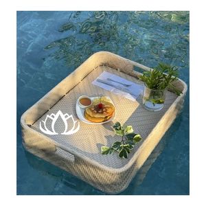 MEILLEUR CHOIX 2026 Plateau flottant en rotin pour la restauration en piscine, le service et la décoration de spa, léger, sûr et durable - Product Image 1