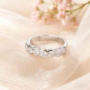 Classic Round Cut Diamond Band Moissanite Seven Stone <b>Ring</b> Original 925 Silver <b>Statement</b> Wedding <b>Ring</b> <b>for</b> <b>Womens</b> Wedding Gift - Product Image 6