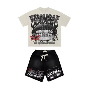 Ensemble de 2 pièces de vêtements de sport respirants avec logo personnalisé, pour la remise en forme, l'entraînement, le sport en plein air, t-shirt et short pour hommes - Product Image 2