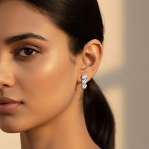 0,70 CTW, Rond, Monture sertie, Clou linéaire, Boucles d'oreilles pendantes / Boucles d'oreilles linéaires - Product Image 6