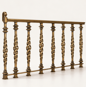 Twisted Bronze Railing <b>Handrail</b> Balustrade for Luxury Hotels Villas Staircases and Traditional Architectural Interiors - Product Image 2
