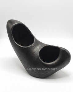 Pot de fleurs abstrait à double trou, style vintage, en métal, pour arrangements floraux créatifs, décoration moderne du milieu du siècle, mariage - Product Image 2