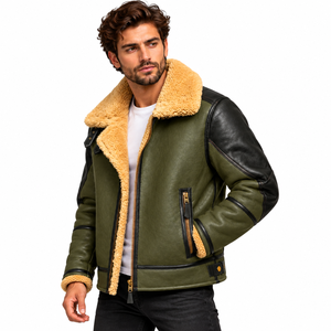 Veste en cuir véritable pour homme sur mesure, style vintage classique, en peau de mouton, pour l'hiver, décontractée, chaude, vêtements de sport - Product Image 3