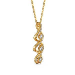 Women's Yellow Gold Plated Diamond Pendant Necklace Round Brilliant Cut Geometric Design <b>Rope</b> <b>Chain</b> Luxury Style - Product Image 3