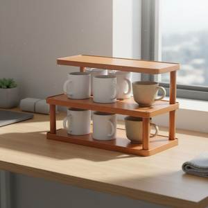 Wooden Coat Rack Stand Geometric Three-Layer Rustic <b>Storage</b> Holder for Living Room - Product Image 2