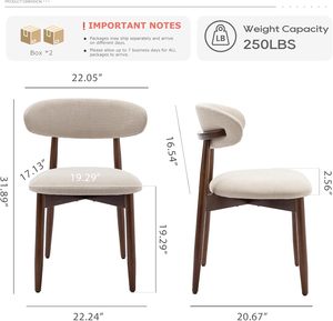 Wooden <b>Dining</b> <b>Chairs</b> <b>Set</b> <b>of</b> <b>4</b>, Modern Fabric Upholstered Kitchen Side <b>Chairs</b> with Foot Pegs, <b>Dining</b> <b>Room</b> <b>Chairs</b>, Beige - Product Image 2
