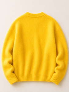 Pull en maille vintage anti-rides en mélange de mohair jaune pour homme, manches régulières, rayé, vêtements d'hiver - Product Image 2