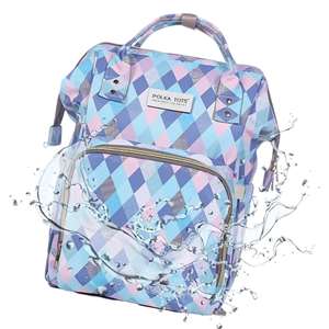 Bolsa de pañales multifuncional para madres con más de 17 bolsillos premium-A cuadros - Product Image 1