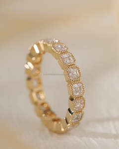 Anillo de Compromiso/Boda de Diamantes Amarillos en Oro de 14K, Estilo Vintage para Mujer, Corte Asscher, Diamante Cultivado en Laboratorio, Clásico, Certificado IGI - Product Image 2