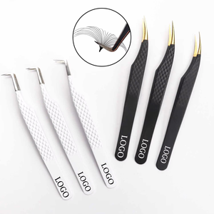 Pinzas Profesionales de Alta Calidad de Acero Inoxidable Antimagnéticas con Punta de Fibra Inclinada de 10 mm para Injerto de Pestañas de Volumen - Product Image 2