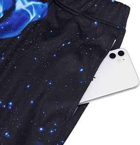 Pantalon de jogging décontracté pour homme en toile imprimée bleue, coupe droite, avec cordon de serrage et taille élastique, respirant et léger en polyester et coton - Product Image 5