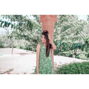 Conjunto de Kurta de Tela Chifón Verde Té, Corte Recto, Talla XS - Product Image 5