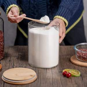 Indian Manufacturer's <b>Large</b> Handcrafted Clear Glass <b>Jar</b> Wooden Lid Economical Storage for Food Spices Pasta for Wedding - Product Image 5