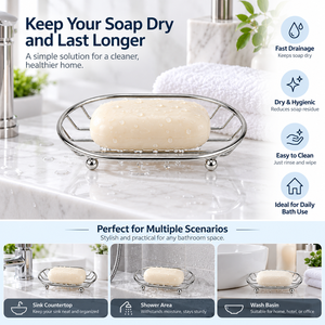 Escurridor de metal para baño, bandeja ovalada de alambre para lavabo, soporte para jabón - Product Image 3