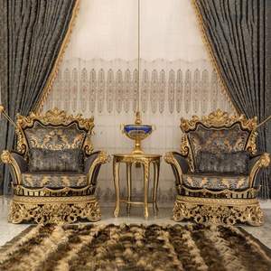 Juego de Sofás de Lujo en Madera Negra con Esponja, Estilo Clásico Post Ranch Inn, para Sala de Estar de Apartamento, Indonesia - Product Image 1