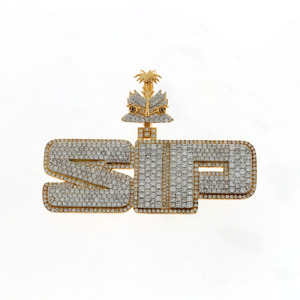 Collar con Colgante de Lujo con Diseño de Amantes en Latón, Chapado en Oro de 10K y Rodio, con Diamante de 6.47 Quilates Certificado por IGI, Estilo Hip-hop - Product Image 1