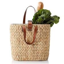 กระเป๋าโท้ทของผู้หญิงมีหูหิ้วหนังกระเป๋าหญ้าทะเลผักตบชวาสำหรับการเดินทางชายหาดและการช้อปปิ้งนำมาใช้ใหม่ - Product Image 4