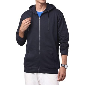 Sudadera con capucha negra para hombre, con cremallera completa, corte regular, forro polar de algodón, informal, para otoño. - Product Image 5