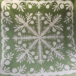 Colcha Hawaiana de Estilo Vintage, Bordada, 100% Algodón, con Diseño Verde y Blanco, para Decoración del Hogar y Hoteles - Product Image 3