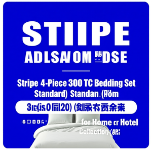 Stripe 4-Piece 300 TC Bedding <b>Set</b> Standard Size with <b>Comforter</b> for Home or Hotel SETWBAG Collection - Product Image 3