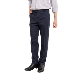 Wholesale ODM Men's Vintage Oxford Woven Lightweight 100% Polyester Mid Waist Pleated Front Button Fly <b>Summer</b> <b>Pants</b> - Product Image 2