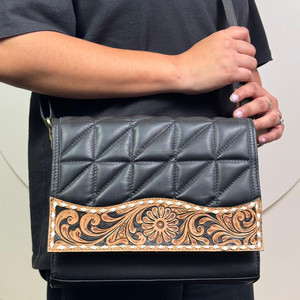 2025 venta al por mayor bajo MOQ mano tooled Puffy cuero mujeres Crossbody Sling Square Bag acolchado cuero mensajero bolso de mano para mujer - Product Image 4