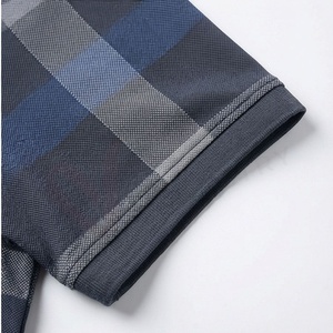 Men's Plaid Short Sleeve Polo Shirt Casual Woven Regular Fit Blue Gray Patterned Design - Product Image 6